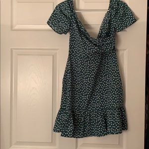 Floral green mini dress